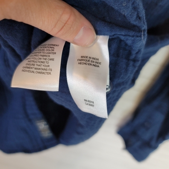 LUCKY BRAND DARK BLUE CRINKLE BUTTON DOWN, SZ XL - Picture 9 of 14